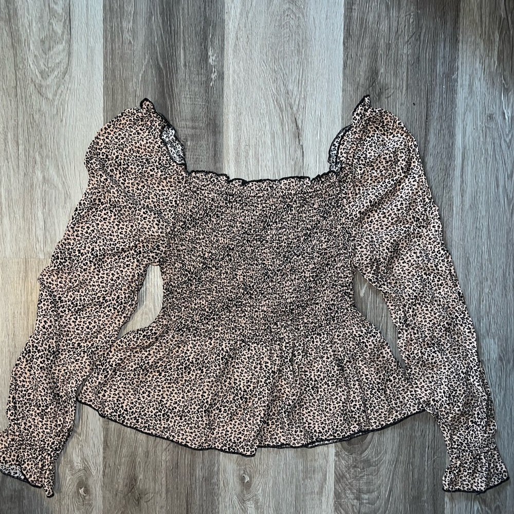 Leopard print square neck top